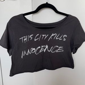 KILL CITY - Black Graphic Cropped Top